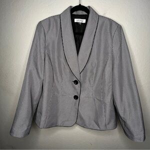 Kasper Blazer Jacket Women’s Size 18W Black White Houndstooth 2 Button